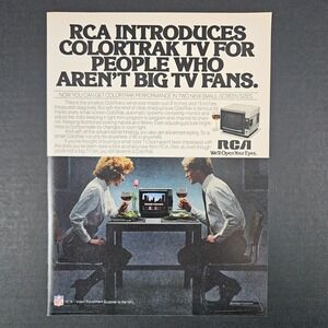 1982 RCA Colortrak Television TV Vintage Print Ad Couple Eating Dinner With Wine